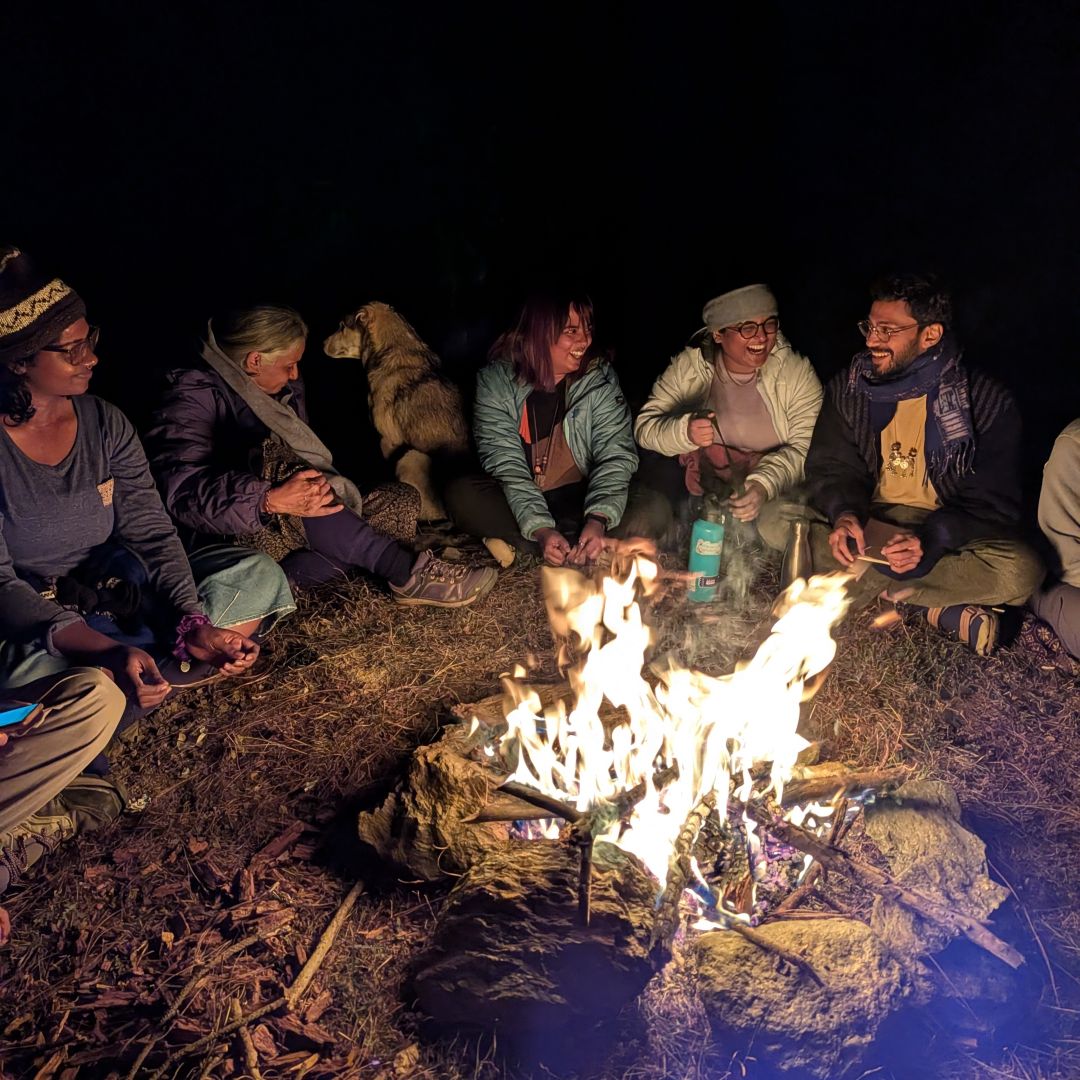 Singing songs by the fire