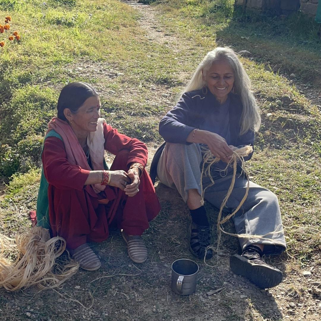 Learning about rope-making from Bhagpati didi